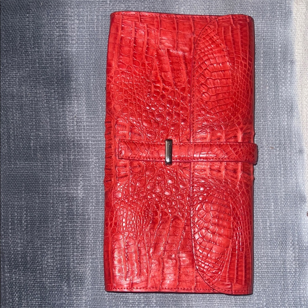 River Genuine Crocodile Skin Red Clutch 🐊